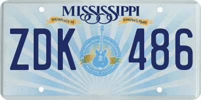 MS license plate ZDK486