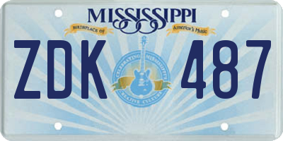 MS license plate ZDK487