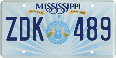 MS license plate ZDK489