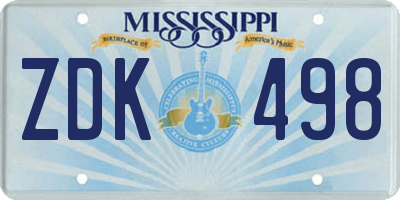 MS license plate ZDK498
