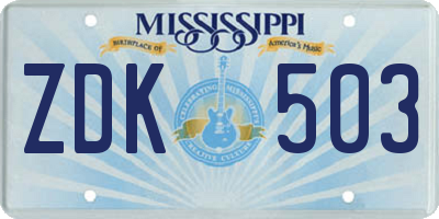 MS license plate ZDK503
