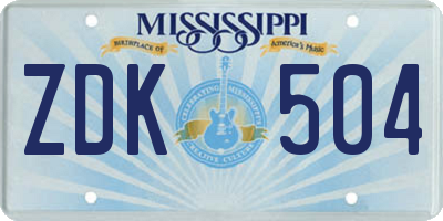 MS license plate ZDK504