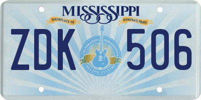 MS license plate ZDK506