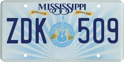 MS license plate ZDK509