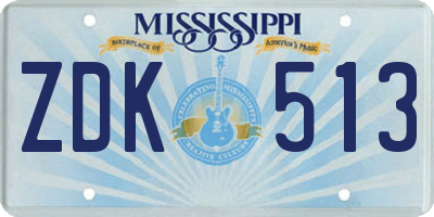 MS license plate ZDK513