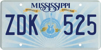MS license plate ZDK525