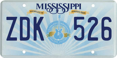 MS license plate ZDK526