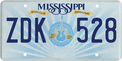 MS license plate ZDK528