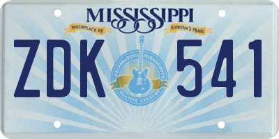 MS license plate ZDK541