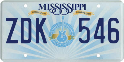 MS license plate ZDK546