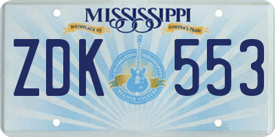 MS license plate ZDK553