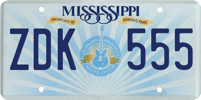 MS license plate ZDK555