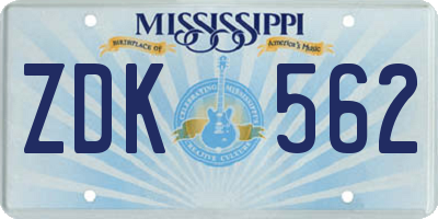 MS license plate ZDK562