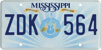 MS license plate ZDK564