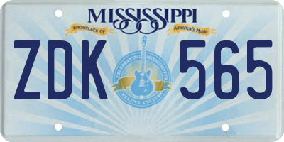 MS license plate ZDK565