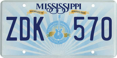 MS license plate ZDK570