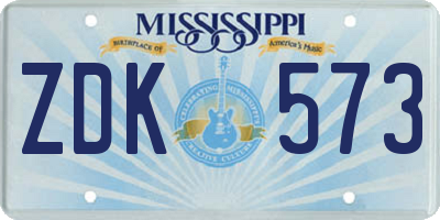 MS license plate ZDK573