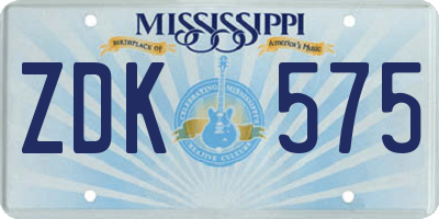 MS license plate ZDK575