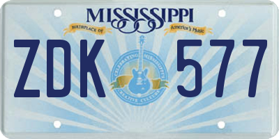 MS license plate ZDK577