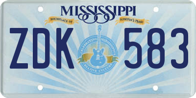 MS license plate ZDK583