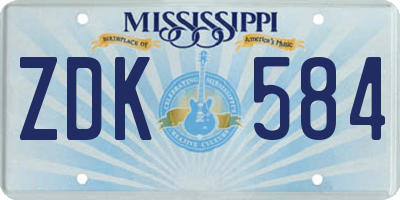 MS license plate ZDK584