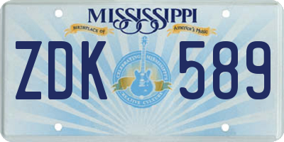MS license plate ZDK589