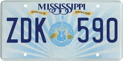MS license plate ZDK590