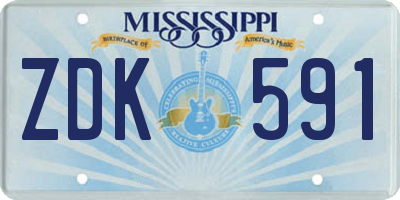 MS license plate ZDK591