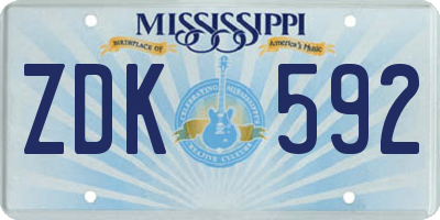 MS license plate ZDK592