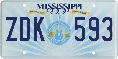 MS license plate ZDK593
