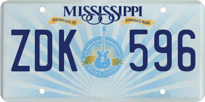 MS license plate ZDK596
