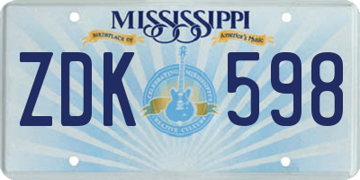 MS license plate ZDK598