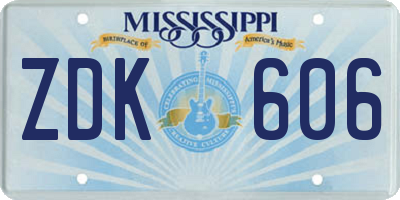 MS license plate ZDK606