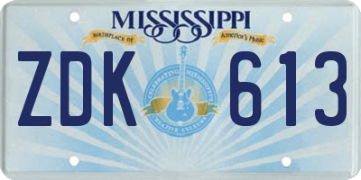 MS license plate ZDK613