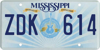 MS license plate ZDK614