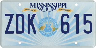 MS license plate ZDK615