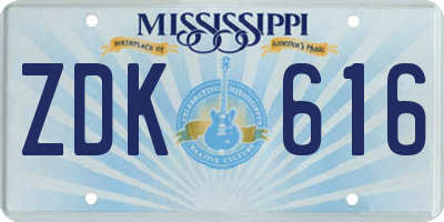 MS license plate ZDK616