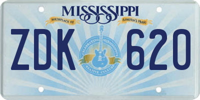 MS license plate ZDK620