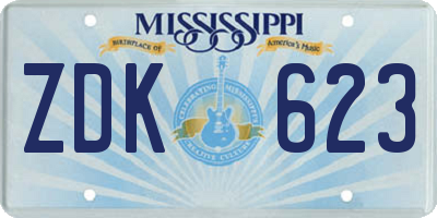 MS license plate ZDK623