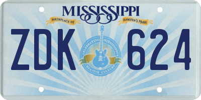 MS license plate ZDK624