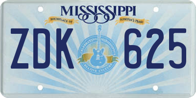 MS license plate ZDK625