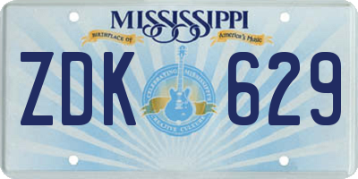MS license plate ZDK629