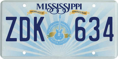MS license plate ZDK634