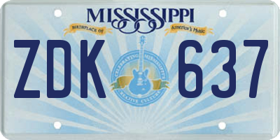 MS license plate ZDK637