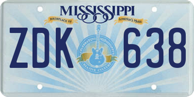 MS license plate ZDK638
