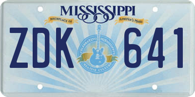 MS license plate ZDK641