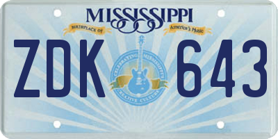 MS license plate ZDK643