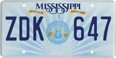 MS license plate ZDK647