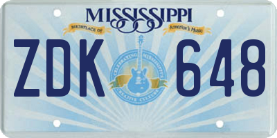MS license plate ZDK648