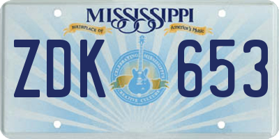 MS license plate ZDK653